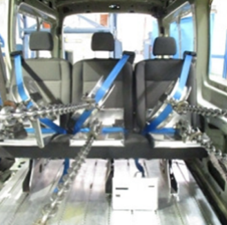 Ford Triple Occupancy seat with Pareto OEM Triple Seat legs-FMVSS 207/210